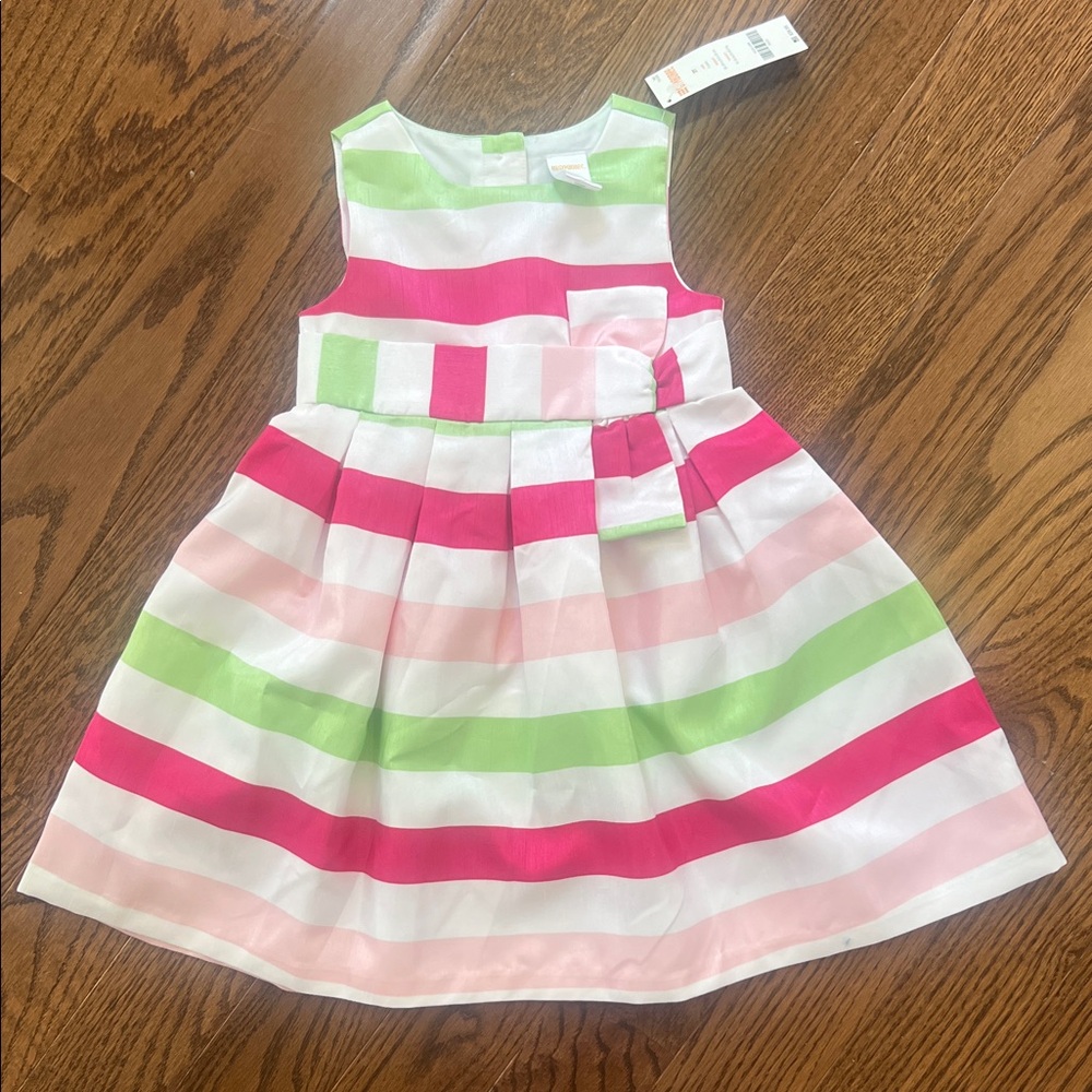 Gymboree Striped Pink and Green Sleeveless Dress 3t